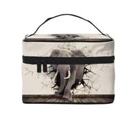 Sacchetto cosmetico impermeabile portatile di grande capacità di elefante della parete rotta 23x17x16cm per viaggio sport all'aperto regalo compagno di nozze, Nero , Taglia unica