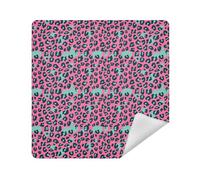 Sacchetto cosmetico per lenti della macchina fotografica panno autoadesivo dell'organizzatore dei gioielli dell'involucro 13,8 X 13,8 involucro per l'organizzazione, Stampa leopardata pesca e verde