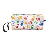 Sacchetto cosmetico portatile con stampa arcobaleno a forma di mano, custodia da viaggio, borsa organizer con cerniera per un accesso rapido