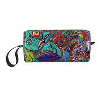 Sacchetto cosmetico portatile con stampa astratta, custodia da viaggio, borsa organizer con cerniera per accesso rapido