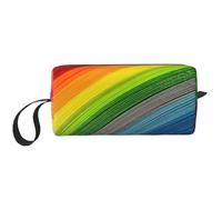 Sacchetto cosmetico portatile della stampa della striscia di colore dell'arcobaleno, custodia di immagazzinaggio di viaggio, borsa dell'organizzatore con cerniera per accesso rapido