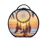 Sacchetto cosmetico rotondo Viaggio Treno Caso Organizzatore Borsa Portatile Trucco Spazzole Da Toeletta Accessori Gioielli Acchiappasogni Contro Un Tramonto Sfondo Modello, Acchiappasogni su sfondo