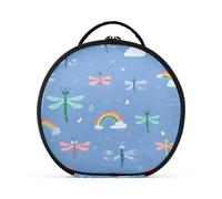 Sacchetto cosmetico rotondo Viaggio Treno Caso Organizzatore Borsa Portatile Trucco Spazzole Da Toeletta Accessori Gioielli Arcobaleni Modello Libellula, Arcobaleni Libellula, Taglia unica, Beauty