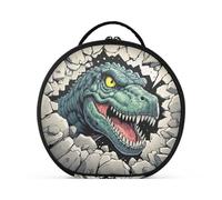 Sacchetto cosmetico rotondo Viaggio Trucco Treno Caso Organizzatore Borsa Portatile Trucco Spazzole Da Toeletta Accessori Gioielli Dinosauro che Sbatte attraverso le rocce, Dinosauro che rompe