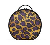 Sacchetto cosmetico rotondo Viaggio Trucco Treno Caso Organizzatore Borsa Portatile Trucco Spazzole Da Toeletta Accessori Gioielli Viola Oro Leopard Stampa Modello, Stampa leopardata oro viola, Taglia