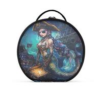 Sacchetto cosmetico rotondo Viaggio Trucco Treno Caso Organizzatore Borsa Portatile Trucco Spazzole Da Toeletta Accessori Gioielli Sirena Pirata, Pirata Sirena, Taglia unica, Beauty Case