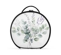Sacchetto cosmetico rotondo Viaggio Trucco Treno Caso Organizzatore Borsa Portatile Trucco Spazzole Da Toeletta Accessori Gioielli Lavanda Baby Breath Acquerello, Acquerello di respiro del bambino