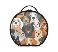 Sacchetto cosmetico rotondo Viaggio Trucco Treno Caso Organizzatore Borsa Portatile Trucco Spazzole Da Toeletta Accessori Gioielli Un Gruppo di Cani Modello, Un gruppo di cani, Taglia unica, Beauty
