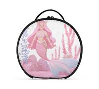 Sacchetto cosmetico rotondo Viaggio Trucco Treno Caso Organizzatore Borsa Portatile Trucco Spazzole Da Toeletta Accessori Gioielli Rosa Sirena, Sirena Rosa, Taglia unica, Beauty Case