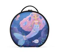 Sacchetto cosmetico rotondo Viaggio Trucco Treno Caso Organizzatore Borsa Portatile Trucco Spazzole Da Toeletta Accessori Gioielli Sirena, Sirena, Taglia unica, Beauty Case