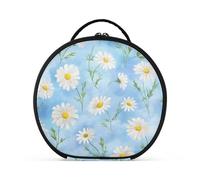 Sacchetto cosmetico rotondo Viaggio Trucco Treno Caso Organizzatore Borsa Portatile Trucco Spazzole Da Toeletta Accessori Gioielli Piccolo Modello Margherita, Little Daisy, Taglia unica, Beauty Case