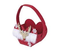 Sacchetto cuore natalizio rosso con renna in feltro 14x8,5xh.10,5 cm, Xmas