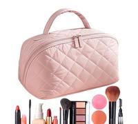 Sacchetto da viaggio - impermeabile, portatile, grande capacità, aperto, piatto, organizer per trucchi | per le vacanze in bagno, pennelli cosmetici, rossetto, fondotinta, shampoo, rosa., vedi