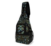Sacchetto Del Messaggero Casual Borsa A Tracolla Per Ciclismo, Viaggi, Lavoro Egyptian Cats Hieroglyphs Gold Blue Antifurto Sling Bag