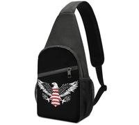 Sacchetto Del Messaggero Casual Borsa A Tracolla Per Viaggi, Escursionismo, Running U.S. Flag With Bald Ea-Gles Print Poliestere Daypack