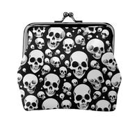 Sacchetto della moneta della serratura del bacio delle donne della stampa dei teschi, mini portafoglio per le carte e il rossetto, borsa compatta morbida