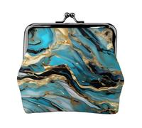 Sacchetto della moneta della serratura del bacio delle donne della stampa del marmo blu turchese dell'oro, mini portafoglio per le carte e il rossetto, borsa compatta morbida
