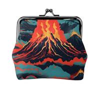 Sacchetto della moneta della serratura del bacio delle donne della stampa del vulcano, mini portafoglio per le carte e il rossetto, borsa compatta morbida