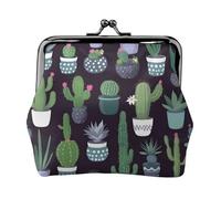 Sacchetto della moneta della serratura del bacio delle donne della stampa della pianta grassa del cactus, mini portafoglio per le carte e il rossetto, borsa compatta morbida