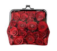 Sacchetto della moneta della serratura del bacio delle donne della stampa della rosa rossa, mini portafoglio per le carte ed il rossetto, borsa compatta morbida