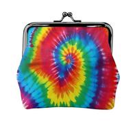 Sacchetto della moneta della serratura del bacio delle donne della stampa dell'arcobaleno della tie-dye, mini portafoglio per le carte e il rossetto, borsa compatta morbida