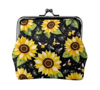 Sacchetto della moneta della serratura del bacio delle donne della stampa delle api del girasole, mini portafoglio per le carte e il rossetto, borsa compatta morbida