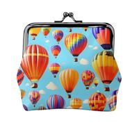 Sacchetto della moneta della serratura del bacio delle donne della stampa delle mongolfiere dell'aria, mini portafoglio per le carte e il rossetto, borsa compatta morbida