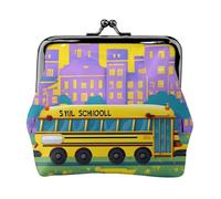 Sacchetto della moneta della serratura del bacio delle donne della stampa dello scuolabus, mini portafoglio per le carte e il rossetto, borsa compatta morbida