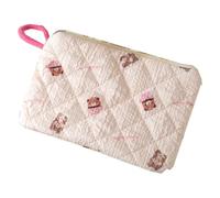 Sacchetto della moneta floreale trapuntato del cotone, piccola borsa di immagazzinaggio con la chiusura lampo e le stampe carine, Little Bear Corda, Little Bear Corda