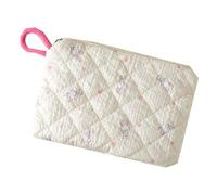 Sacchetto della moneta floreale trapuntato del cotone, piccola borsa di immagazzinaggio con la chiusura lampo e le stampe carine, Corda per coniglio, Corda per coniglio