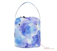 Sacchetto dell'organizzatore dell'uncinetto di stoccaggio del filato del fiore blu dell'acquerello con i fori del sacchetto dell'uncinetto per i rifornimenti di lavoro a maglia