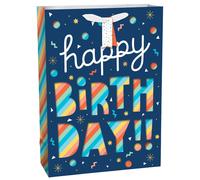 Sacchetto di carta Amscan - Extra Large | 43 cm di altezza x 32 cm di larghezza x 15 cm di profondit | 1 pezzo. Buon compleanno