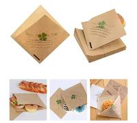 Sacchetto di carta triangolare per imballaggio alimentare, sacchetto da imballaggio per hamburger sandwich, sacchetti di carta kraft antiolio oleati per hamburger, pane, ciambelle, crepes fritte