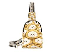 Sacchetto di cibo sveglio cinese alla moda del fumetto per le donne antifurto della spalla fanny pack per il pacchetto di giorno, Cinese carino cartone animato gnocco cibo, 1 size
