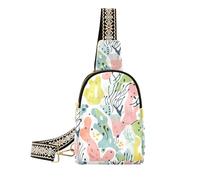 Sacchetto di colore chiaro di Seagrass di corallo alla moda per gli uomini borsa a tracolla in pelle carina per il viaggio, Colore chiaro di alghe marine corallo