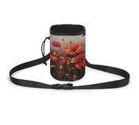 Sacchetto di dolcetti per cani con fiore rosso con fiori rossi per addestramento cani da compagnia borsa da allenamento per cani da compagnia, borsa per addestramento cani, Pittura A Olio Fiore Rosso,