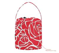 Sacchetto di filato con fiori rossi a forma di rosa, piccolo sacchetto di filato con fori, per lavori a maglia, da viaggio