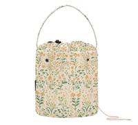 Sacchetto di filato per uncinetto con fiori verdi e gialli, stile pastorale, portatile, per uncinetto