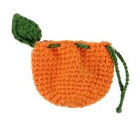 Sacchetto di frutta all'uncinetto con coulisse, forma rotonda, arancione a forma di uncinetto, borsa con coulisse, colore brillante, graziosa borsa a forma di mandarino per cuffie, auricolari, monete,