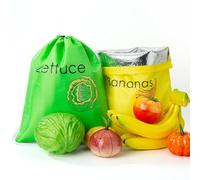 Sacchetto di frutta riutilizzabile | 28 x 39 cm | Sacchetti di conservazione per banane e insalate | Confezione da 2 | li mantiene in frigorifero, rallenta il processo di maturazione