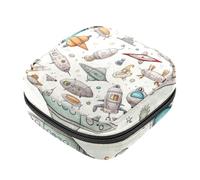 Sacchetto di immagazzinaggio del tovagliolo sanitario,Borsa mestruale,Borsa del cuscinetto,Doodle astronave aereo razzo,Sacchetto di periodo