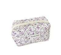 Sacchetto di immagazzinaggio del trucco trapuntato del fiore di modo portatile dell'organizzatore di viaggio cosmetico del sacchetto di toilette carino trucco borsa floreale borse, Viola, Taglia unica