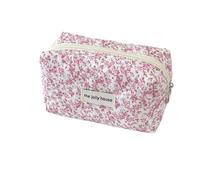 Sacchetto di immagazzinaggio del trucco trapuntato del fiore di modo portatile dell'organizzatore di viaggio cosmetico del sacchetto di toilette carino trucco borsa floreale borse, rosa, Taglia unica