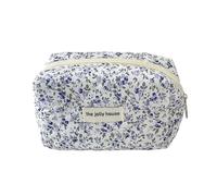 Sacchetto di immagazzinaggio del trucco trapuntato del fiore di modo portatile dell'organizzatore di viaggio cosmetico del sacchetto di toilette carino trucco borsa floreale borse, Blu, Taglia unica