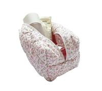 Sacchetto di immagazzinaggio del trucco trapuntato del fiore di modo portatile dell'organizzatore di viaggio cosmetico del sacchetto di toilette carino trucco borsa floreale borse, 366 Rosa, Taglia