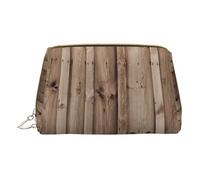 Sacchetto di immagazzinaggio della borsa di trucco della chiusura lampo manuale del cuoio del grano del legno per la cassa della penna degli oggetti vari, bianco, Taglia unica