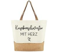 Sacchetto di iuta per infermiere con cuore, borsa in iuta da donna, borsa per la spesa come regalo di ringraziamento, regalo di addio, regalo per infermiere per addio, pensionamento, Natale, Capodanno