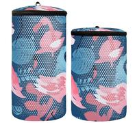 Sacchetto di lavaggio delle scarpe per scarpe da ginnastica Borsa per lavatrice 2 pezzi Borsa per la pulizia delle scarpe Borsa della lavanderia per scarpe Illustrazione fenicottero blu e verde pesca,