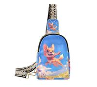 Sacchetto di petto del cane marrone sveglio del fumetto di stile di Chibi alla moda per la piccola borsa del corpo della croce impermeabile, Chibi stile cartone animato carino cane marrone, 1 size