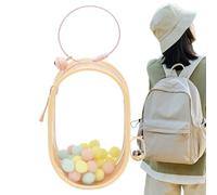 Sacchetto di presentazione trasparente per personaggi, valigetta di trasporto per personaggi - Piccola custodia per bambola con campana e palla per capelli, finestra sospesa per personaggi, per